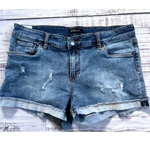 STS Blue Denim Shorts Women Blue Distressed Cuffed Hem Size 30